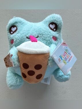 Cuddle Barn Boba Sippin' Wawa Frog 6” Plush Animal Bubble Tea #Plushgoals NWT